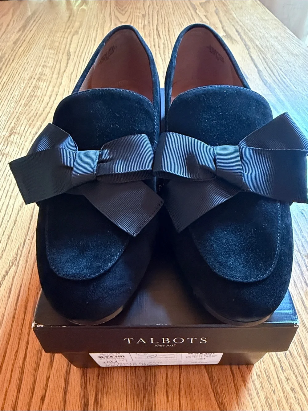 Talbots Black Suede Bow Loafers - Women